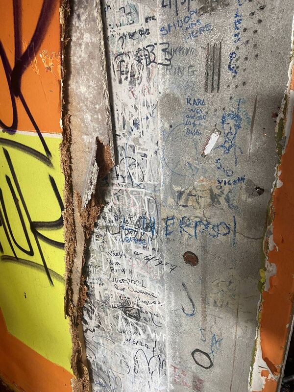 Graffiti at the basement bar Graffiti at the basement bar