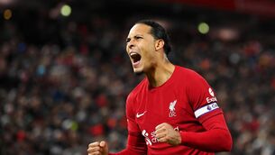 <p>RIGHT ON TIME: Virgil van Dijk celebrates the first goal for Liverpool against Wolves. Pic: Stu Forster/Getty Images</p>