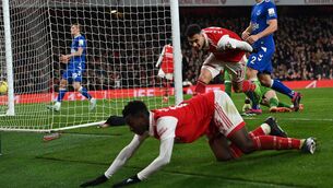 <p class="contextmenu internal_Caption">FIVE POINTS CLEAR: Arsenal go five points clear of champions Man City. Pic: GLYN KIRK/AFP via Getty Images</p>