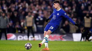<p>COOL KAI: Chelsea's Kai Havertz scores their side's second goal of the game. Pic: John Walton/PA Wire.</p>