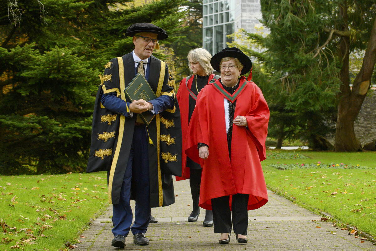 UCC president John O'Halloran with patient advocate Margaret Murphy who was awarded an honorary doctorate by UCC. Picture: Daragh Mc Sweeney/Provision