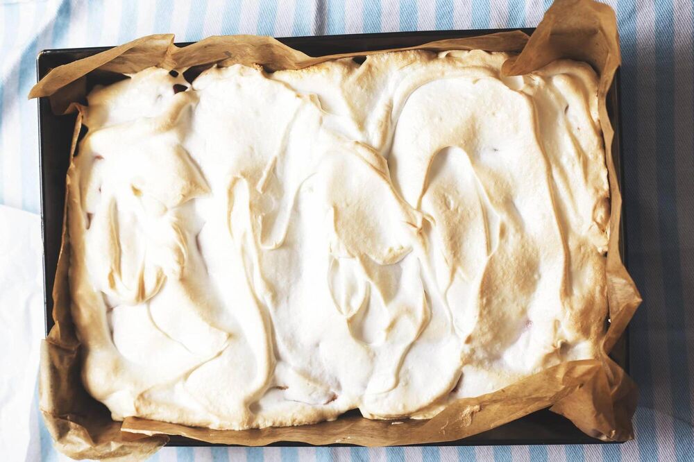 Rhubarb and Custard Meringue Tart