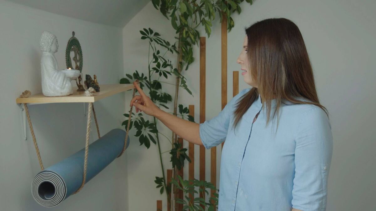 The yoga shelf Paul created for and yoga instructor Margaret Young on Relove My Space. 