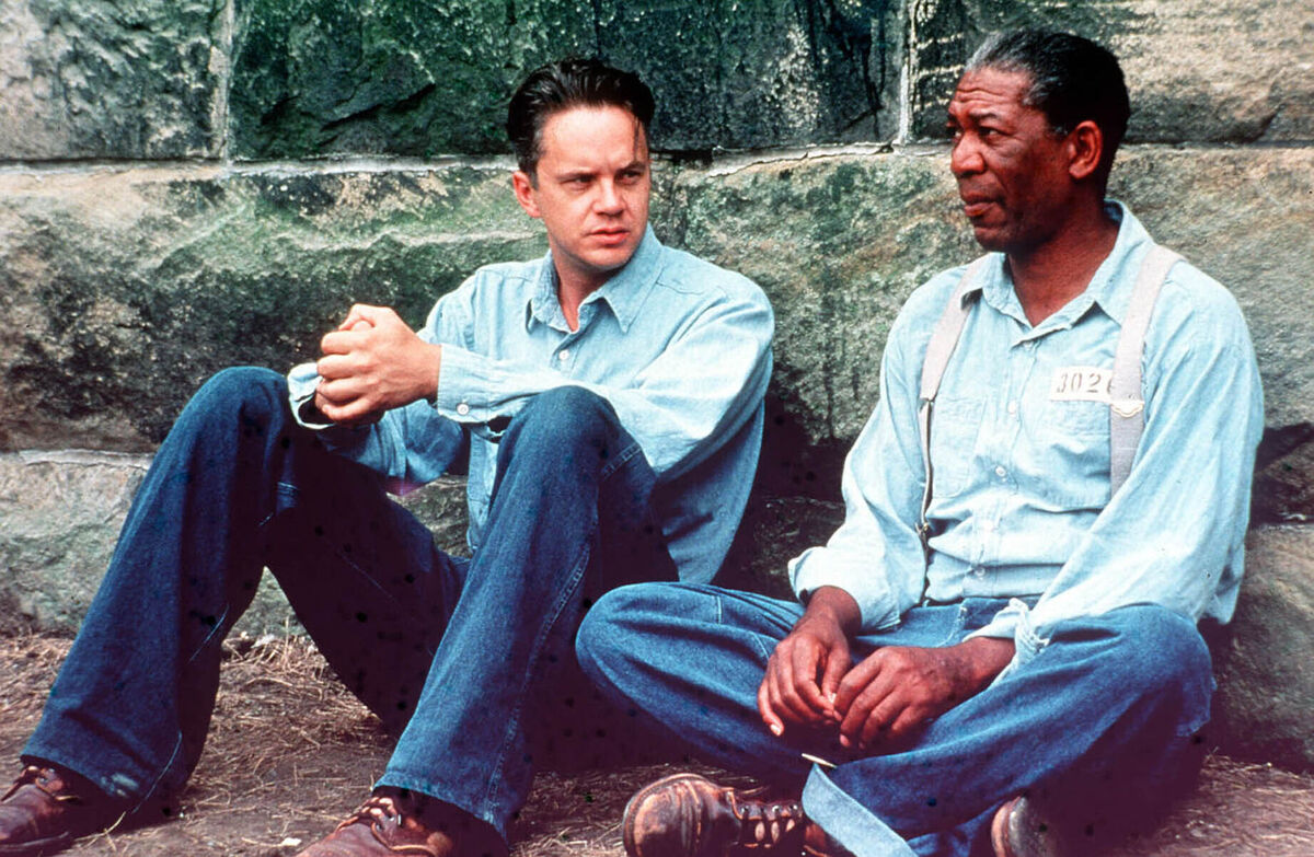 Tim Robbins (L) and Morgan Freeman in the film, The Shawshank Redemption.