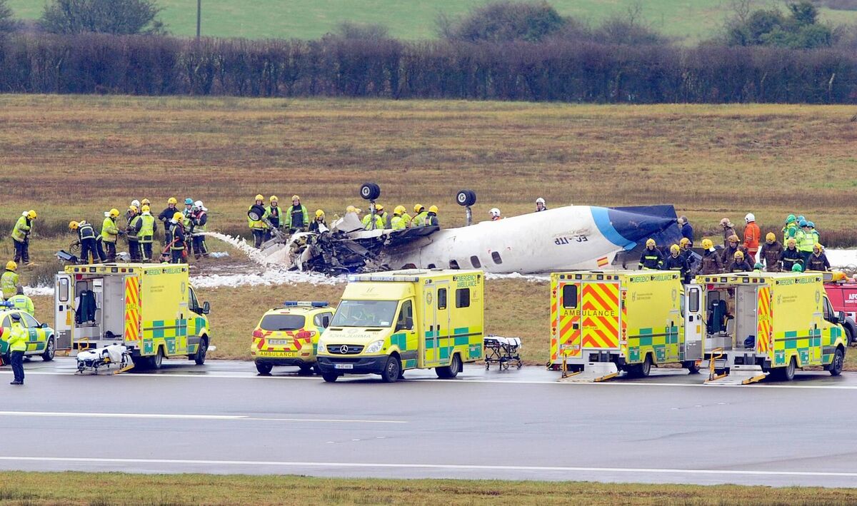 The Manx2.com Fairchild Metroline twin turbo prop aircraft that crashed at Cork Airport on February 10, 2011, with the loss of six lives. File picture: Denis Minihane