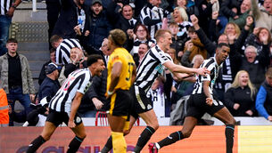 Alexander Isak (right) opened the scoring against Wolves (Owen Humphreys/PA)