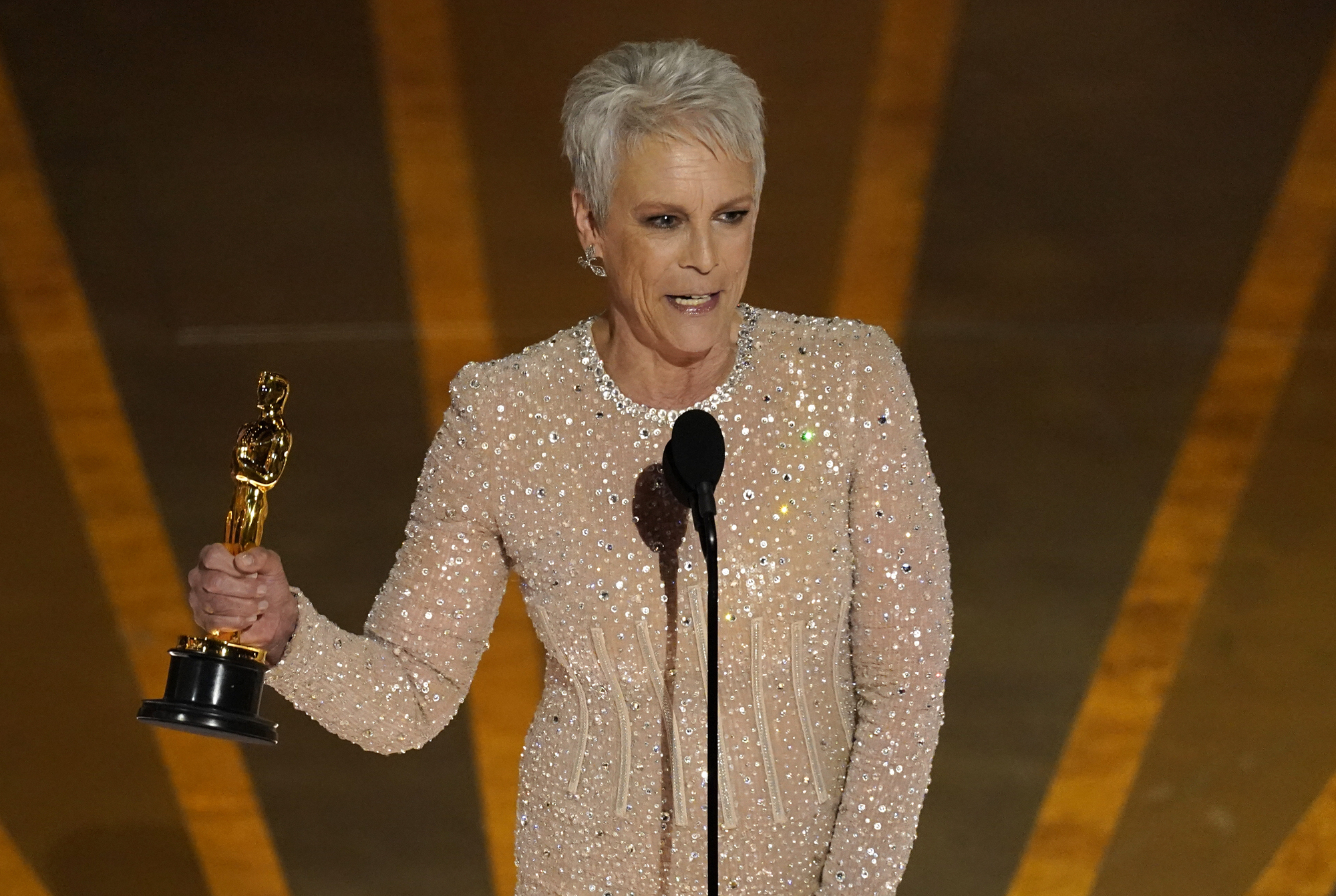 Jamie Lee Curtis wins first Oscar for Everything Everywhere All At Once