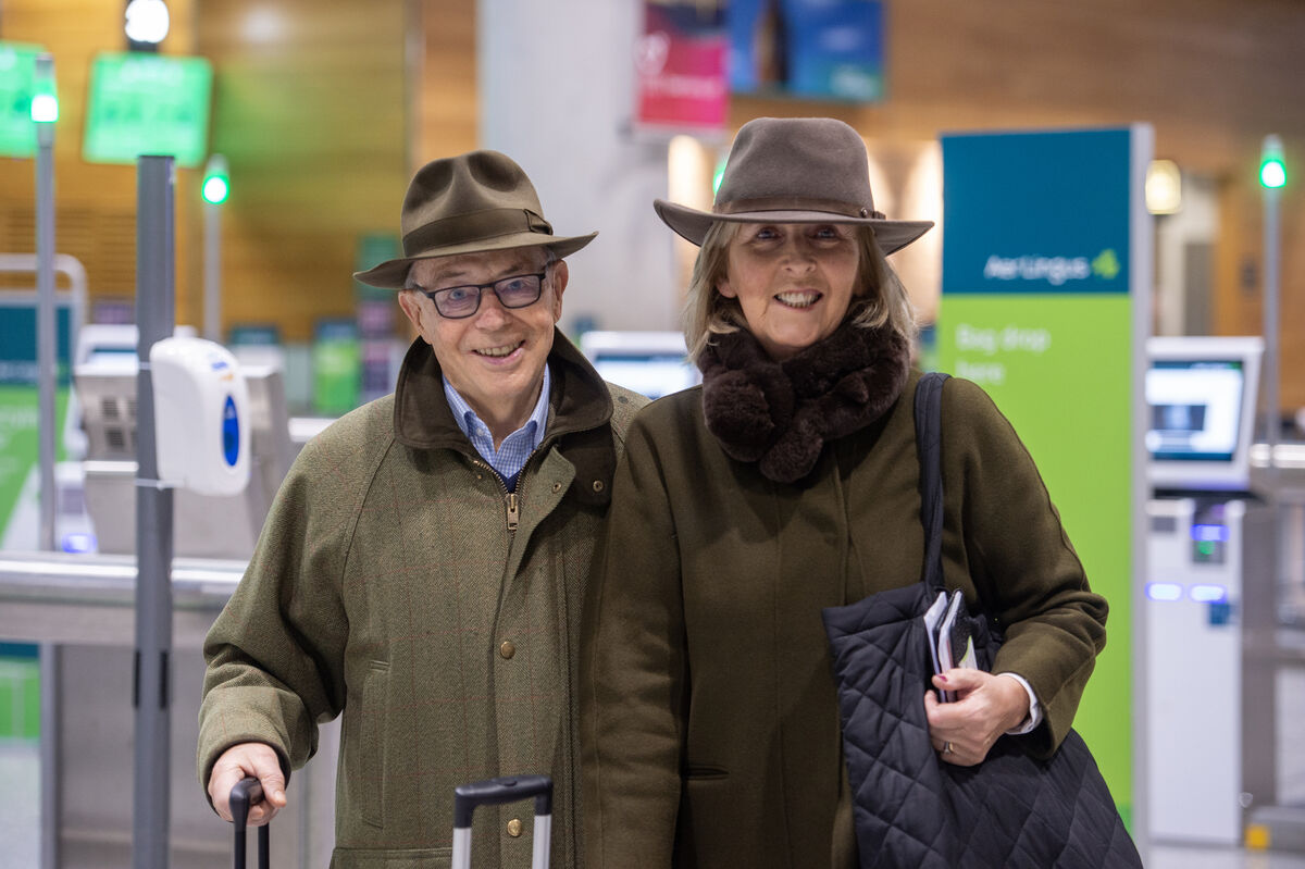Noel and Margaret Horgan, Blackrock, Cork at Corik Airport prior to heading to Cheltenham. Picture: Dan Linehan Noel and Margaret Horgan, Blackrock, Cork at Corik Airport prior to heading to Cheltenham. Picture: Dan Linehan