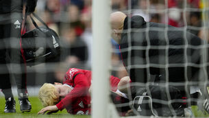 <p>Alejandro Garnacho is set to miss “upcoming games” with club and country (Jon Super/AP)</p>