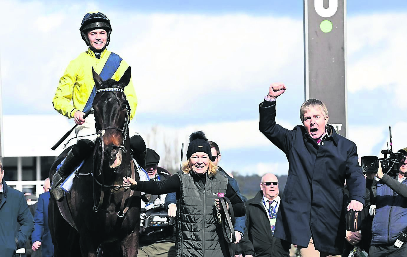 Marine Nationale & Michael O’Sullivan with Barry Connell (right) and Marie Cullen after winning the Sky Bet Supreme Novice Hurdle.