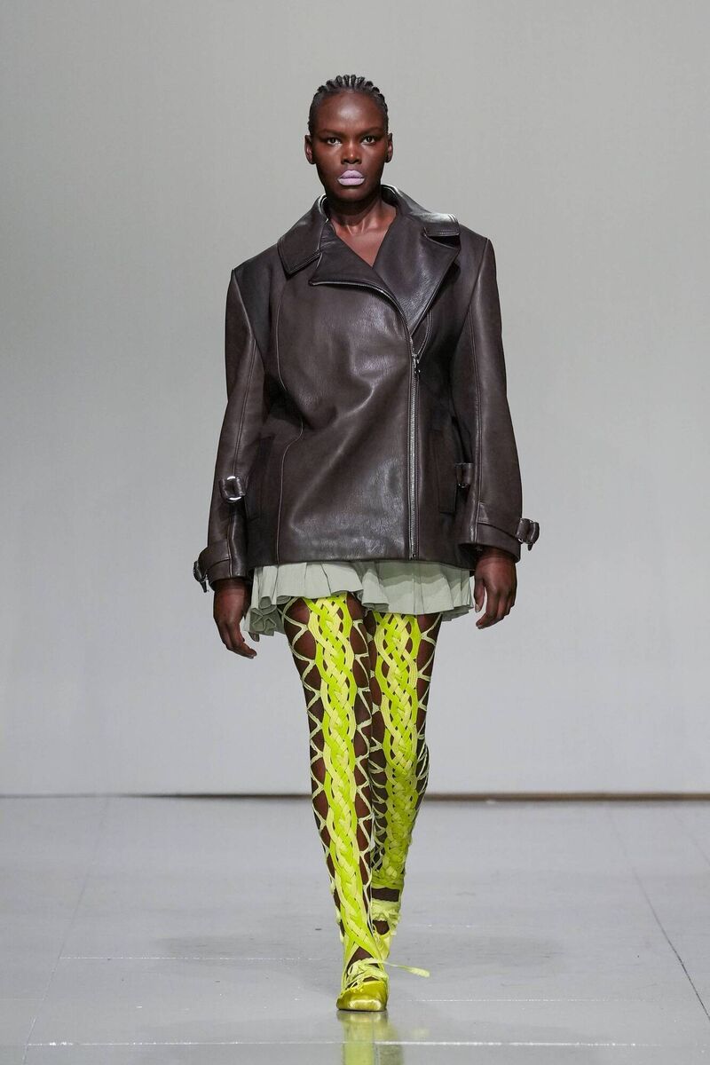 A model walks during the Fashion Scout Chinai Autumn Winter 2023 catwalk show, wearing Sinéad O'Dwyer