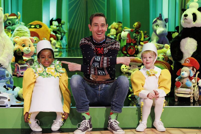 Ryan Tubridy is pictured with performers Deborah Addeji (7) from Navan and Louis Hanna (5) from Artane at the theme reveal for last years Toy Show. Picture: Andres Poveda Ryan Tubridy is pictured with performers Deborah Addeji (7) from Navan and Louis Hanna (5) from Artane at the theme reveal for last years Toy Show. Picture: Andres Poveda