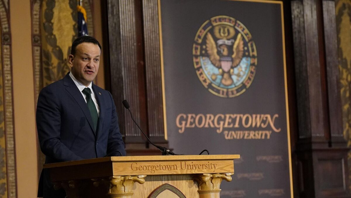 Taoiseach Leo Varadkar speaking at the Women at the Helm conference at Georgetown University. Picture: Niall Carson/PA Wire