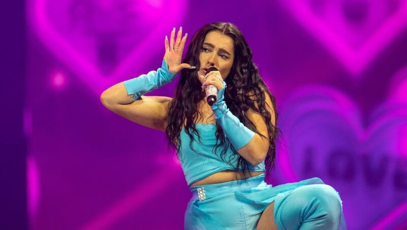 Brooke Scullion on stage at the 2022 Eurovision Song Contest in Turin, Italy