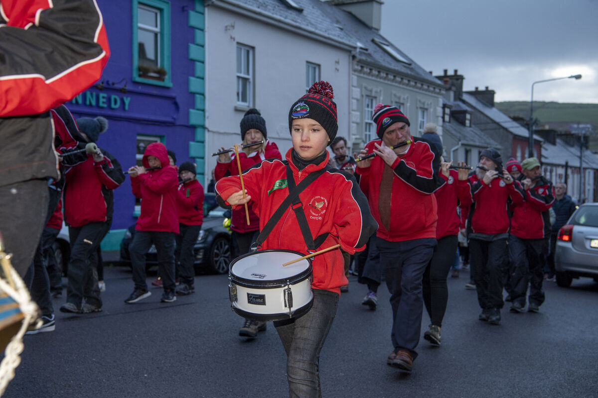 The Dingle Fife and drum band played on the streets for the earliest parade in Ireland. Picture: Domnick Walsh