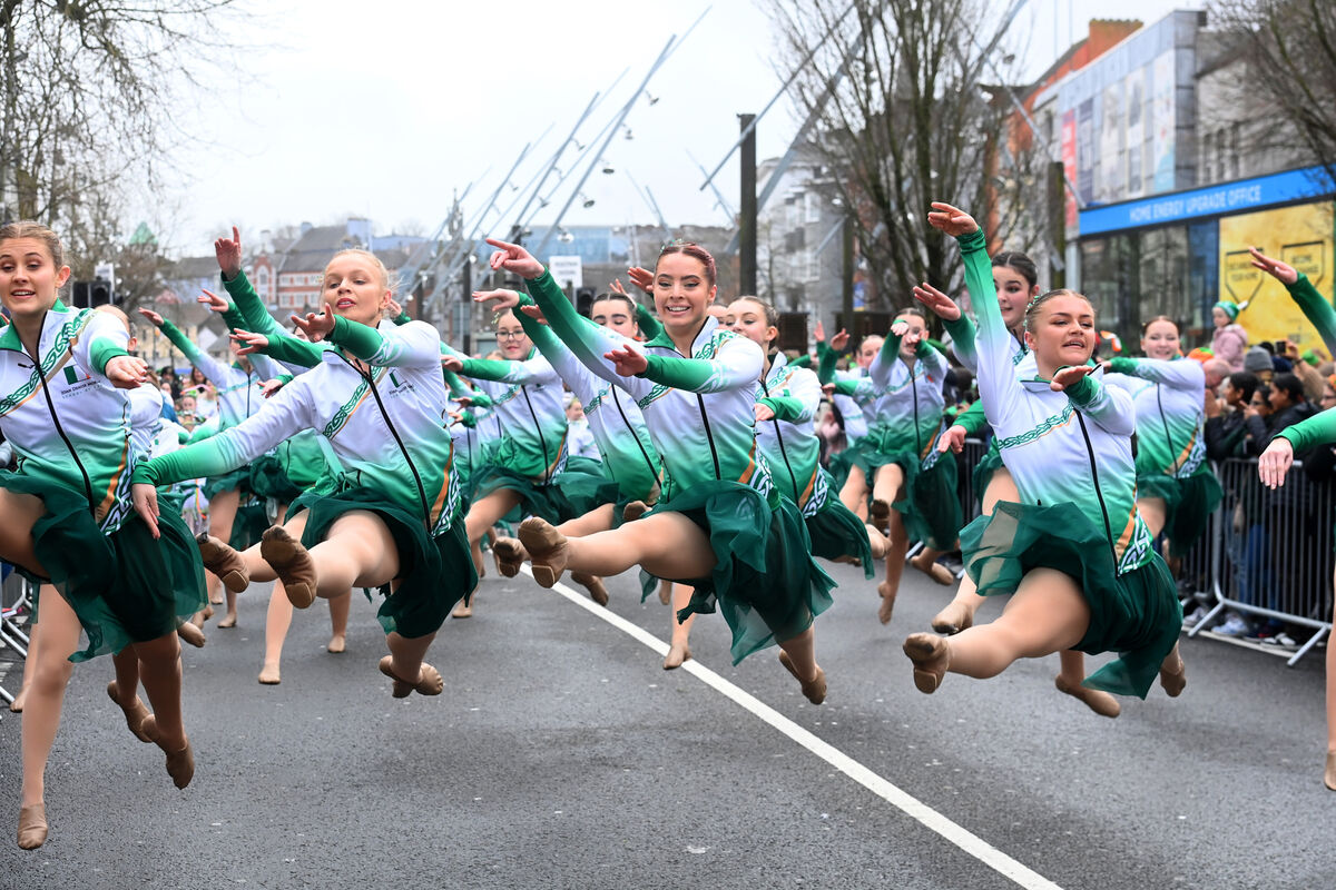  Dancers from the Joan Denise Moriarty School of Dance perform in Cork city's St Patrick's Day Parade. Picture: Larry Cummins
