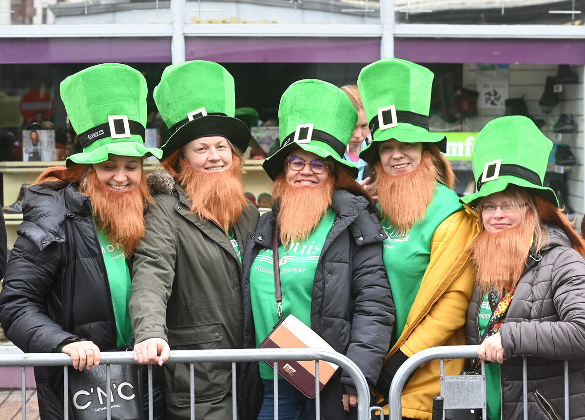 A group of Latvian friends at today's St Patrick's Day Parade in Cork city. Picture: Larry Cummins