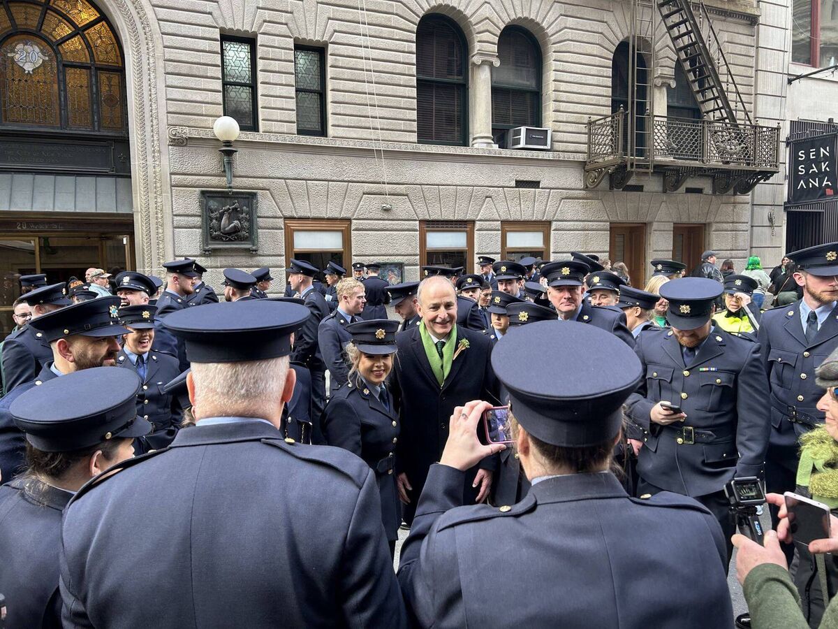 Tánaiste Micheál Martin greeting members of An Garda Síochána who participated in the 2023 New York St Patrick's Day parade. File picture: Twitter Tánaiste Micheál Martin greeting members of An Garda Síochána who participated in the 2023 New York St Patrick's Day parade. File picture: Twitter