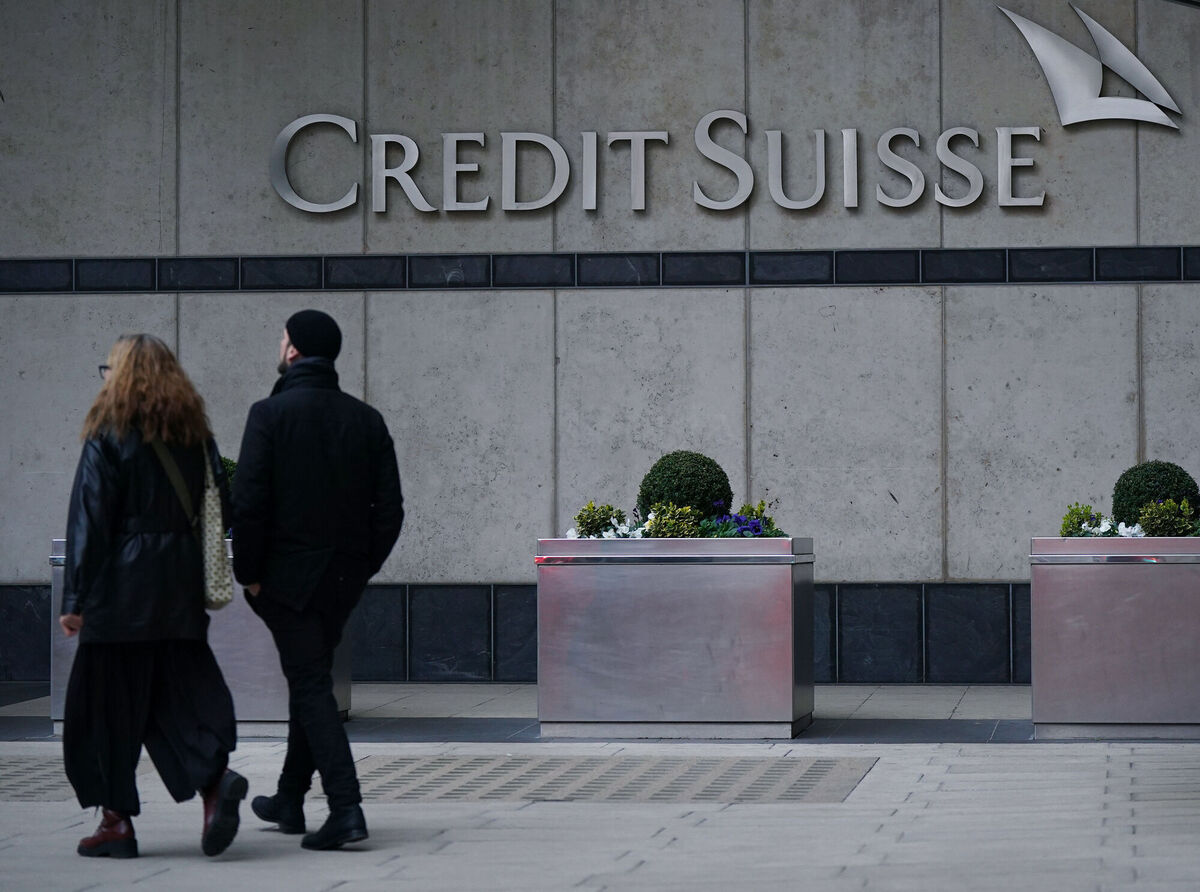 A view of the Credit Suisse UK offices in Canary Wharf, London