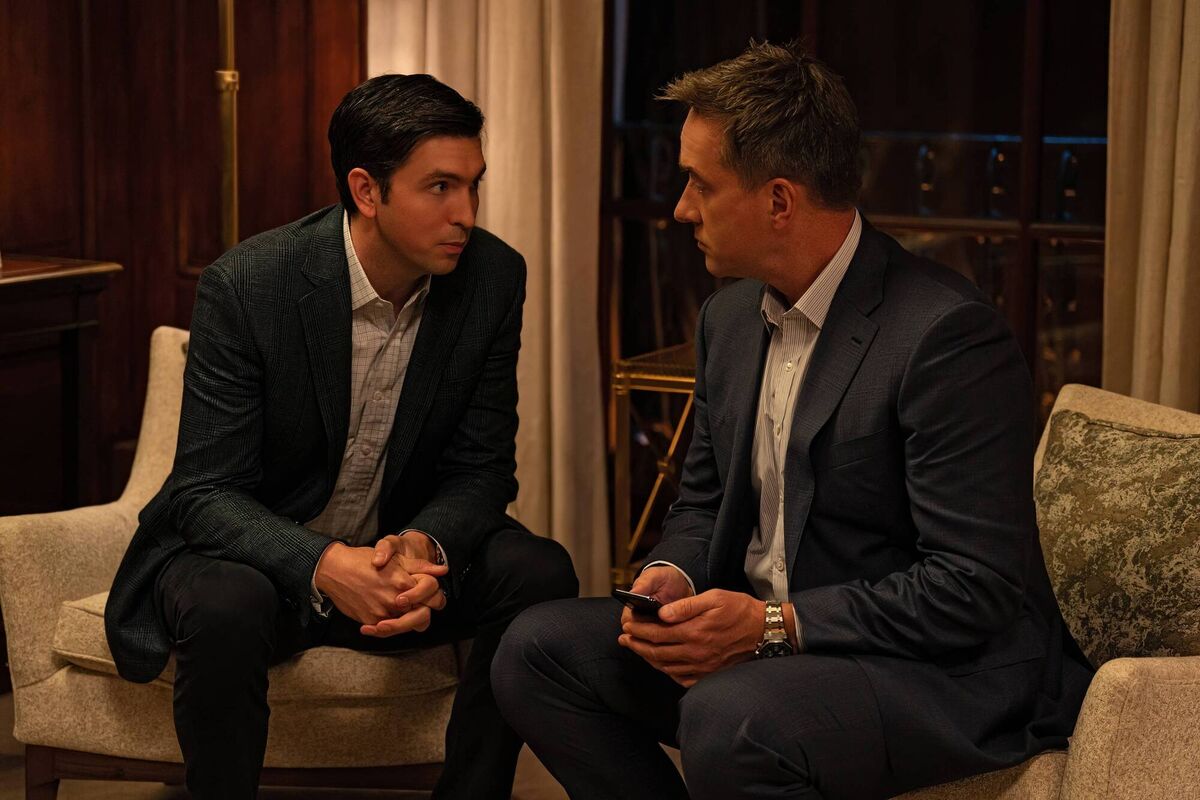 Nicholas Braun and Matthew Macfadyen in Succession. 