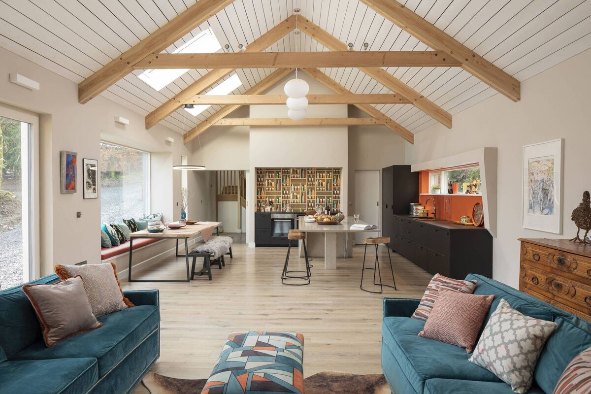 An open-plan living space in Aughrim, Co Wicklow, by Dreyer Architecture, Ashford, Co Wicklow. An open-plan living space in Aughrim, Co Wicklow, by Dreyer Architecture, Ashford, Co Wicklow.
