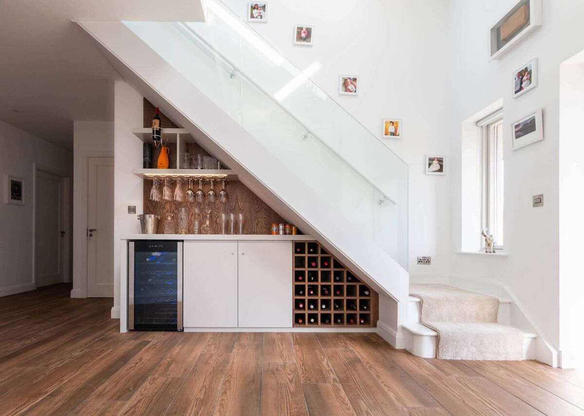 An understairs bar in a Co Wicklow home by Enigma Design, Co Wicklow. An understairs bar in a Co Wicklow home by Enigma Design, Co Wicklow.
