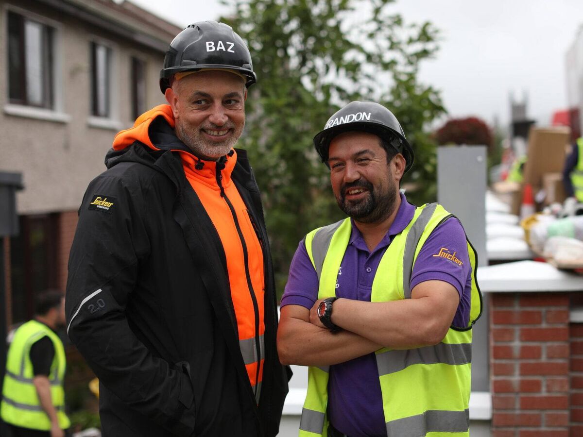 Baz Ashmawy and project manager Brandon Duarte on DIY: SOS.