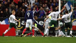 <p>INFAMOUS: Thierry Henry of France handles the ball in the build up to his sides goal in 2009. Pic: INPHO/Donall Farmer</p>