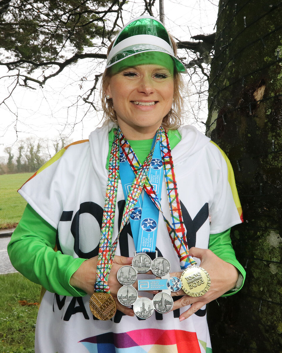 Paula Wright, after completing the Tokyo marathon in a time of 3 Hrs and 46 Mins, taking part in the Newport St Patrick's Parade. Picture: Brendan Gleeson Paula Wright, after completing the Tokyo marathon in a time of 3 Hrs and 46 Mins, taking part in the Newport St Patrick's Parade. Picture: Brendan Gleeson