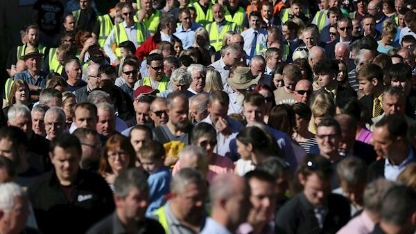 Workers and people from the community attended a solidarity rally today (Brian Lawless/PA)