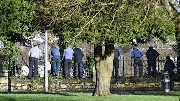 Garda members at Connaught Avenue looking over the cliff face above O’Donovan Rossa Road in connection with the death of CIT student Cameron Blair. Picture: Dan Linehan