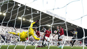 <p>Manchester United goalkeeper David de Gea makes a save from Newcastle United's Alexander Isak. Picture Owen Humphreys/PA Wire</p>