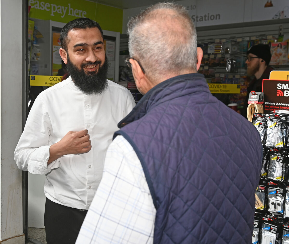 Danish Jamshed chats as Gaeilge to customers when they call in to Eason's at Kent Station in Cork. Picture: Eddie O'Hare
