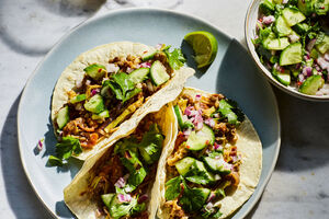 Smoky lentil and broccoli stem tacos