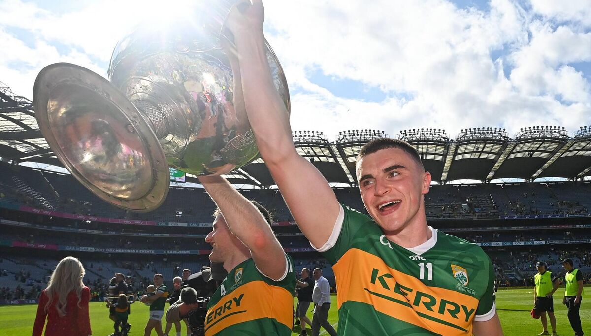 JOY IN JULY: Seán O'Shea of Kerry celebrates with the Sam Maguire after the final last July. Pic: Ramsey Cardy/Sportsfile