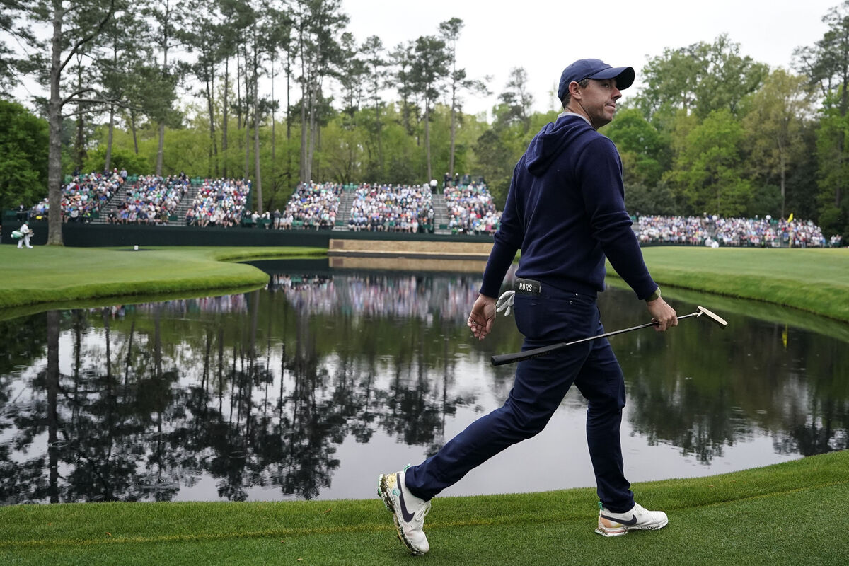 GLAND SLAM?: Rory McIlroy, of Northern Ireland, walks on the 15th hole during a practice for the Masters golf tournament at Augusta National Golf Club, Monday, April 3, 2023, in Augusta, Ga. (AP Photo/Jae C. Hong)