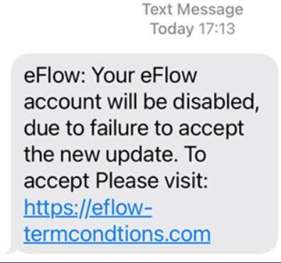 Another recent example of a scam text message. 