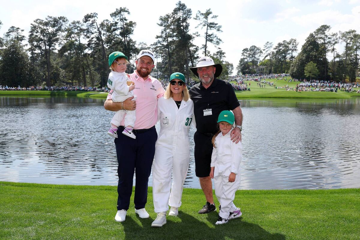 Shane Lowry with his family during the Par 3 contest prior to the 2023 Masters Tournament at Augusta National Golf Club in Augusta, Georgia. Picture: Andrew Redington/Getty Images
