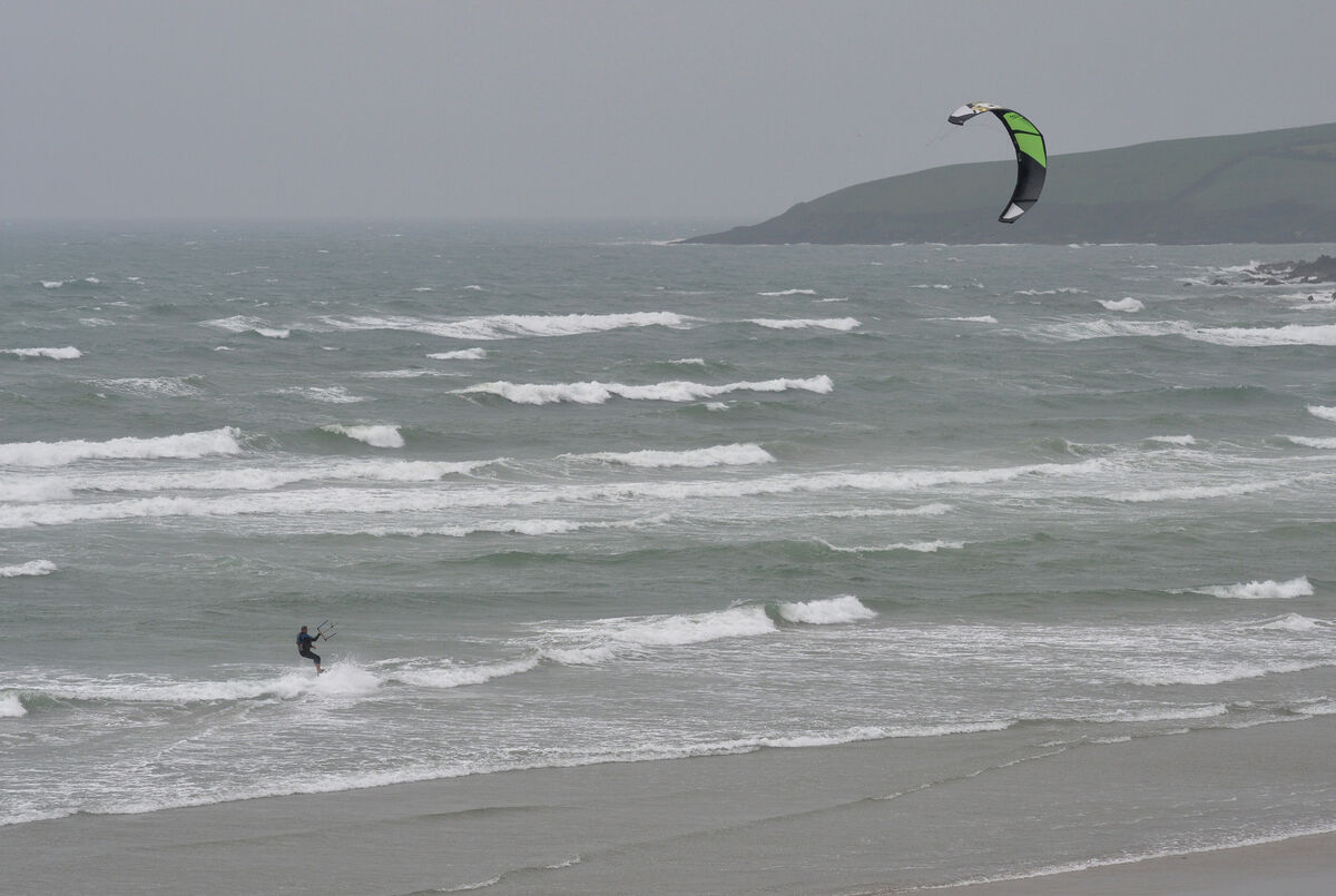 Kite surfing at Inchydoney beach, in November 2019.