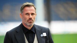 <p>CARRAGHER COLUMN: Sky Sports Pundit Jamie Carragher during the Premier League match at Goodison Park, Liverpool.</p>