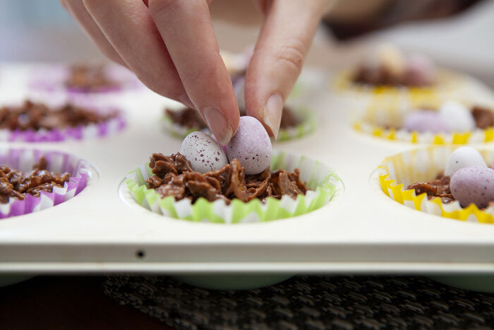 Leftover Easter egg chocolate nests
