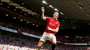 <p>FLYING SCOTSMAN: Manchester United's Scott McTominay celebrates scoring the opening goal during the Premier League match at Old Trafford. Pic: Mike Egerton/PA Wire.</p>