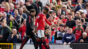 Manchester United’s Marcus Rashford limped out of his side’s 2-0 Premier League win over Everton (Mike Egerton/PA)