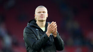 Erling Haaland has reached the magical 30-goal mark in the Premier League (Adam Davy/PA)