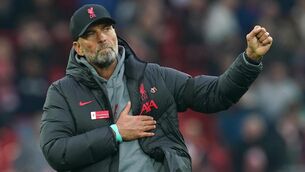<p>KLOPP CLASSIC: Liverpool manager Jurgen Klopp applauds the fans after the Premier League match at Anfield, Liverpool. Picture date: Sunday April 9, 2023. PA Photo. See PA story SOCCER Liverpool. Photo credit: Nick Potts/PA Wire.</p>