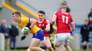 <p>RAISING THE BANNER: Munster GAA Senior Football Championship Quarter-Final, Cusack Park, Ennis, Clare 9/4/2023</p>