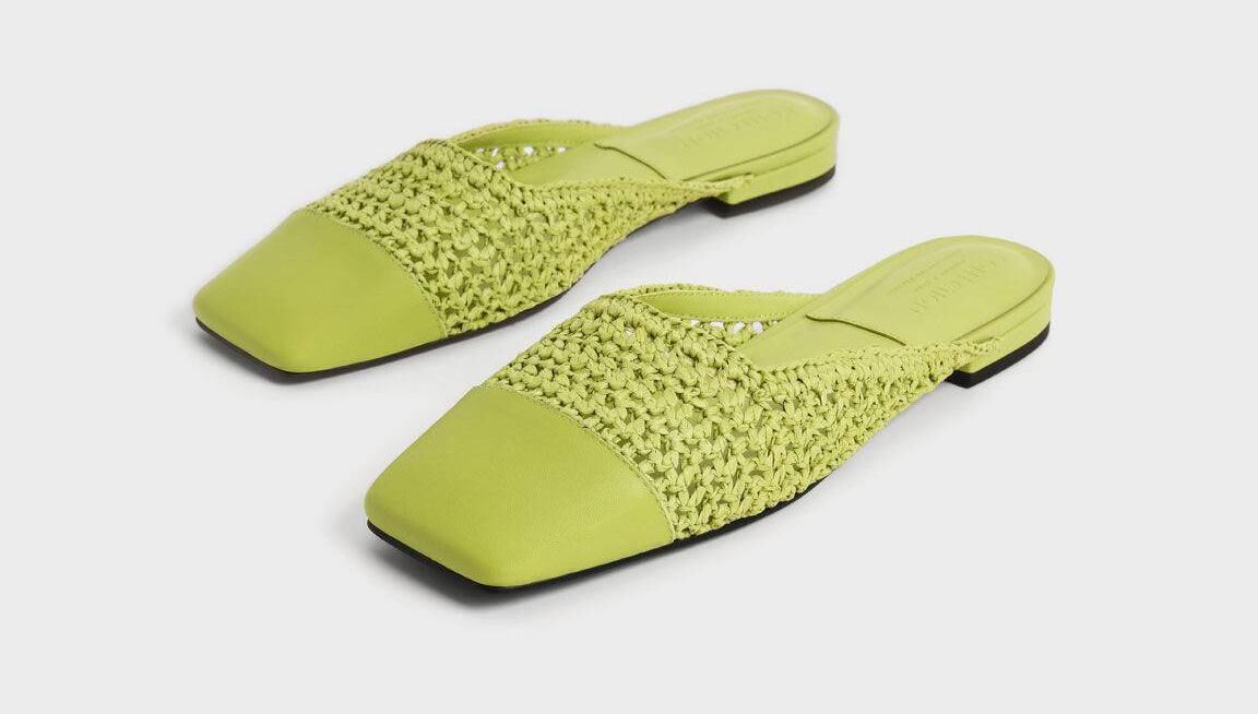 Leather &amp; Raffia Flat Mules, Charles &amp; Keith, were €75; now €56