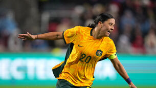 Sam Kerr scored Australia’s opener in the friendly win over England (Adam Davy/PA)