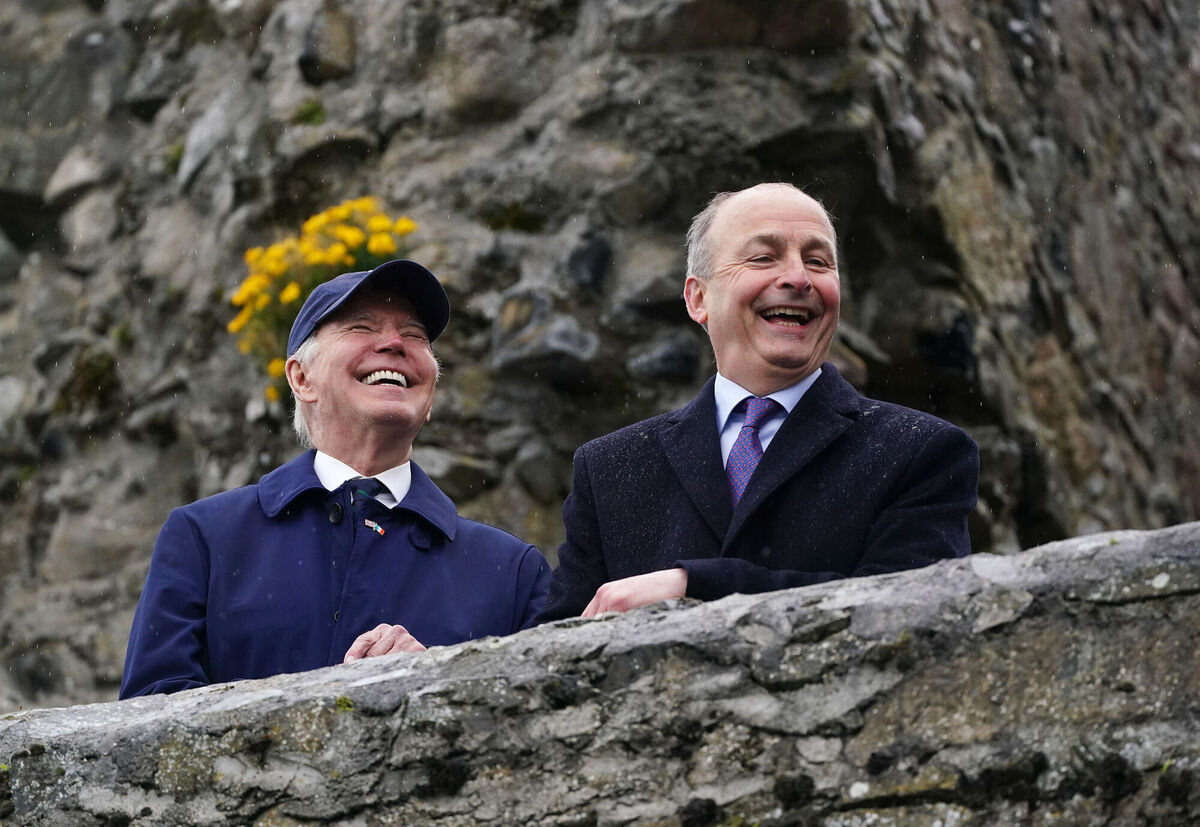 US President Joe Biden (left) with Tanaiste Micheal Martin at Carlingford Castle, Co Louth, during his trip to the island of Ireland. Picture date:Picture: Brian Lawless/PA Wire US President Joe Biden (left) with Tanaiste Micheal Martin at Carlingford Castle, Co Louth, during his trip to the island of Ireland. Picture date:Picture: Brian Lawless/PA Wire