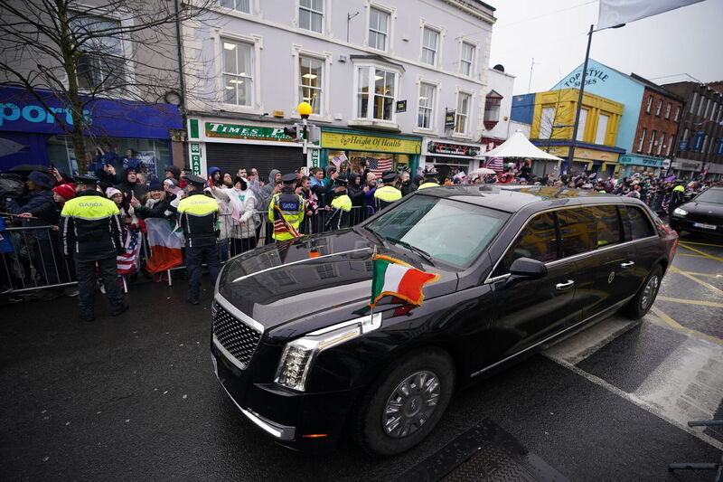 US President Joe Biden's cavalcade arrives for his visit to Dundalk, Co Louth, during his trip to the island of Ireland. Picture: Niall Carson/PA Wire